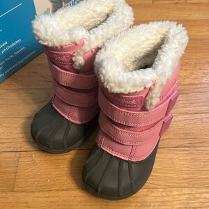 Cat & Jack Pink & Gray Fleece Lined Snow Boots - 6